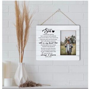 Picture Frame Plaque Wood Sign Dad To My Son Photo Frame New With Blue Gift Box